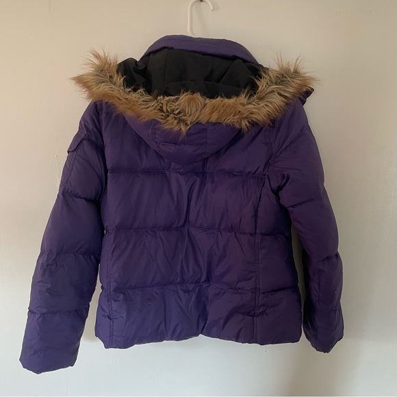Purple L. L. Bean Puffer Down Jacket with Fur Hood - Picture 2 of 3